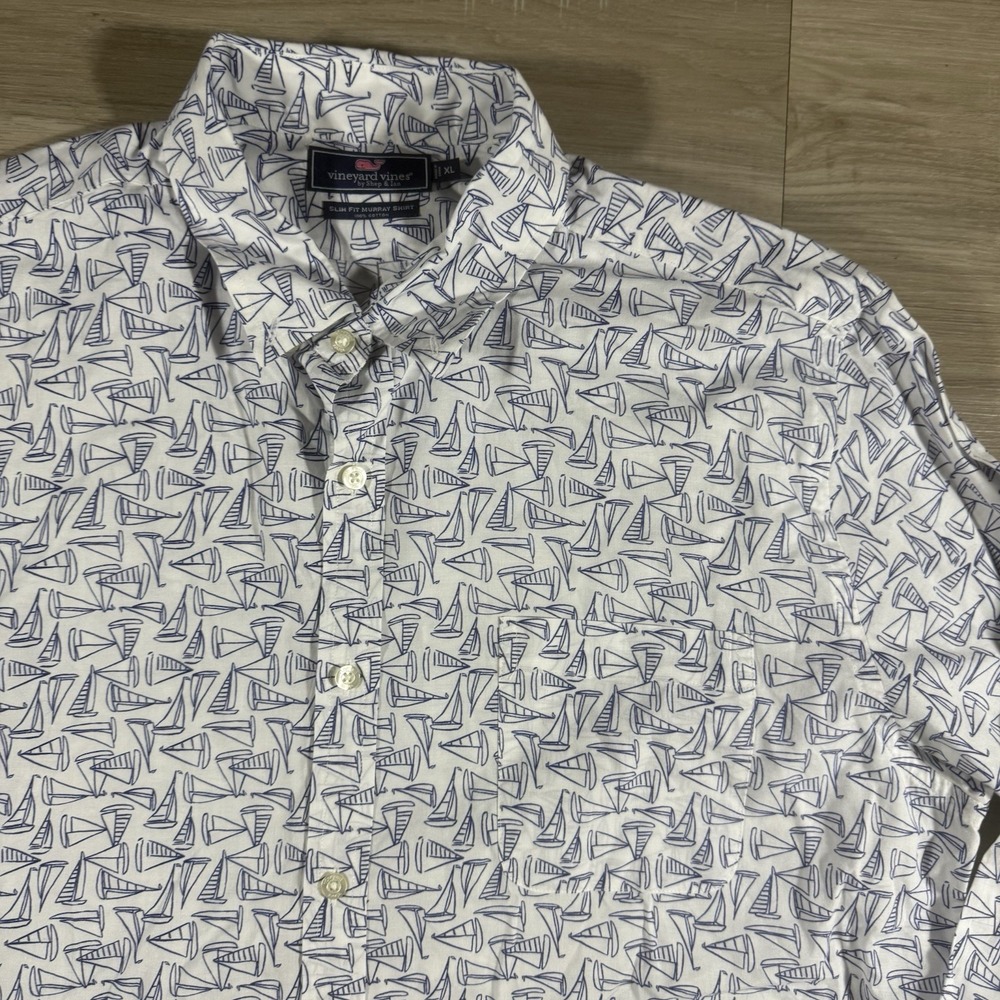 Vineyard Vines Murray Shirt Button Down Mens XL Sailboats All Over Print Slim